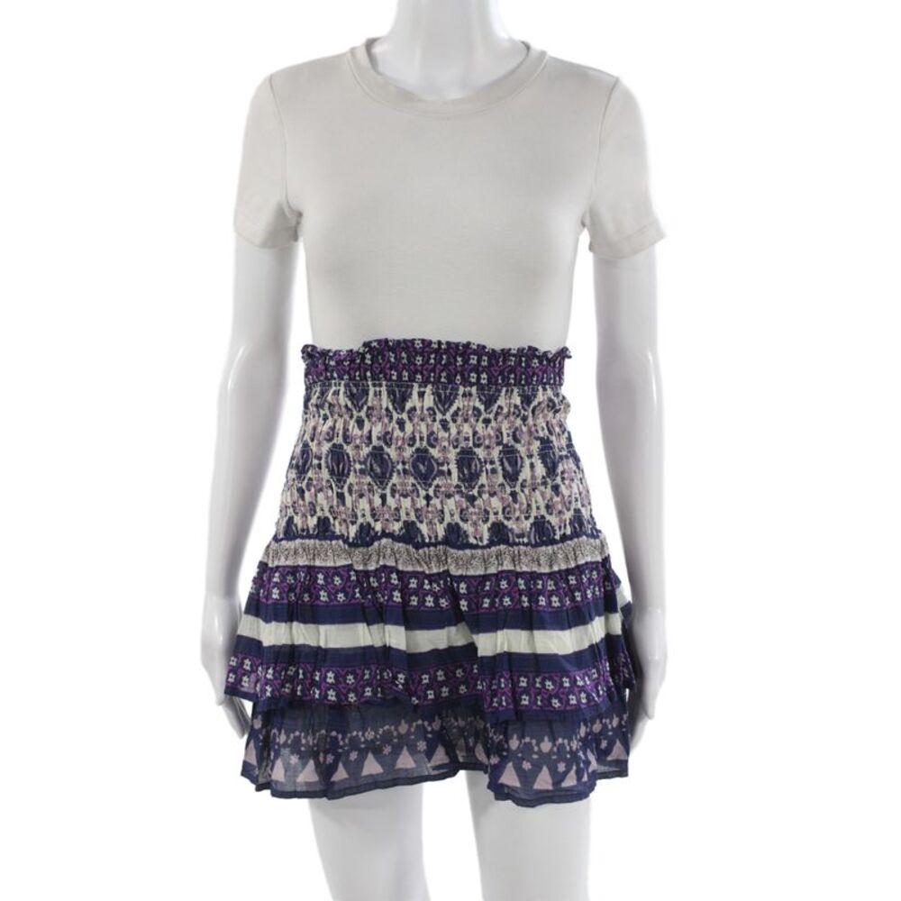 Sea New York Womens Peasant Mini Skirt Blue Geometric Cotton Size XS